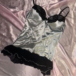 Vintage Metallic Ruffle Bow Lingerie Slip
